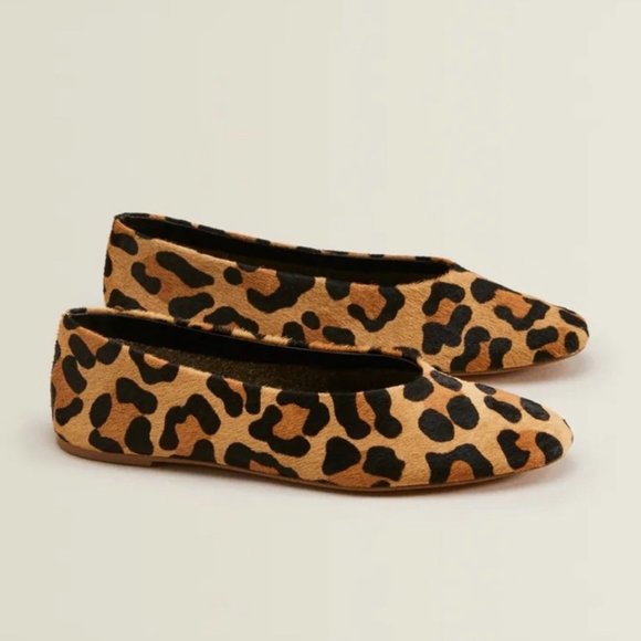 Zara Shoes - ZARA Leoplard Print Leather Calf Hair Ballet Flats  size 42 / US 11 - NEW
